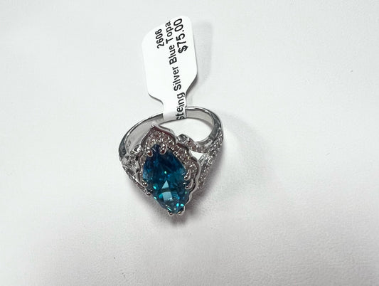 Sterling Silver Blue Topaz Ring New JTV Size 8