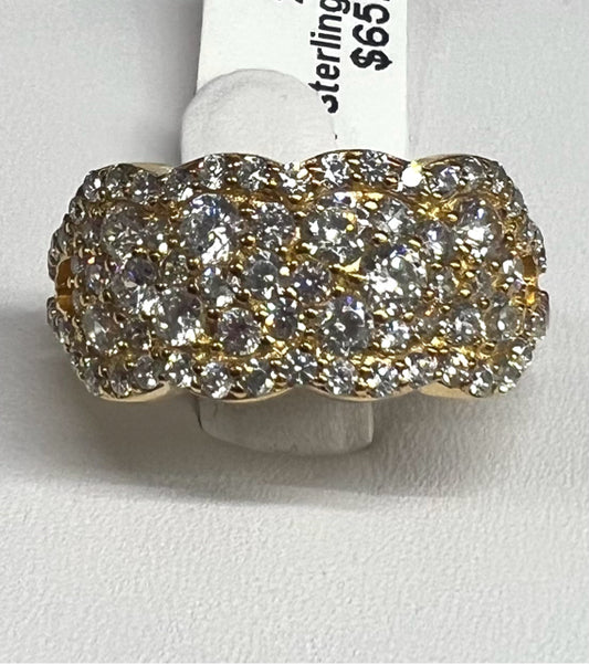 Gold Over Sterling CZ Ring Size 8 JTV Pave Band