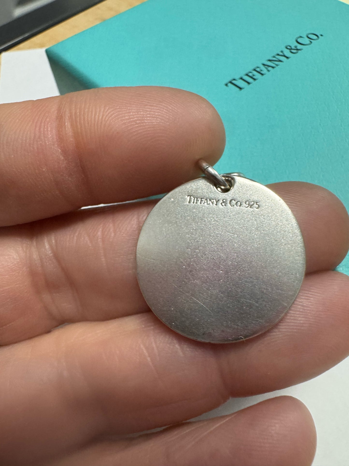 Tiffany & Co. 8" Sterling Silver Round Tag Classic Bracelet w/ Box