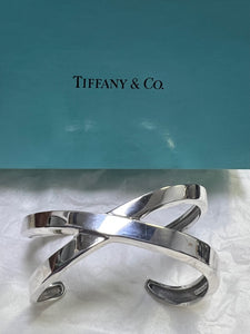 Tiffany & Co. Paloma Picasso Sterling Silver Graffiti X Cuff Bracelet w/ Box