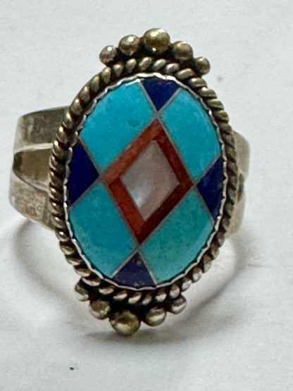 Carolyn Pollack Sterling Silver Inlaid Ring Size 8