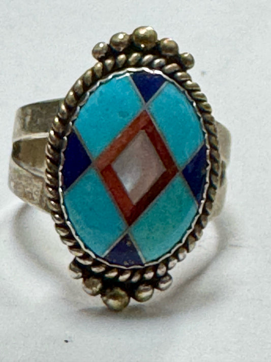 Carolyn Pollack Sterling Silver Inlaid Ring Size 8