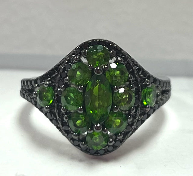 Sterling Silver Chrome Diopside Black Spinal Ring New JTV Size 8