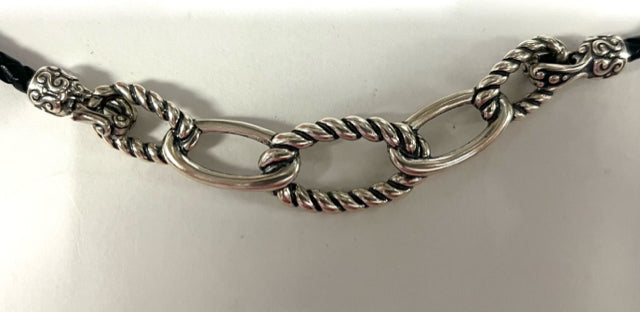 Carolyn Pollack Relios 925 Sterling Silver Braided Necklace Interchangeable