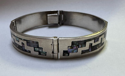 VTG TAXCO Signed Sterling Silver 925 Panel TR-191 Inlaid Bracelet