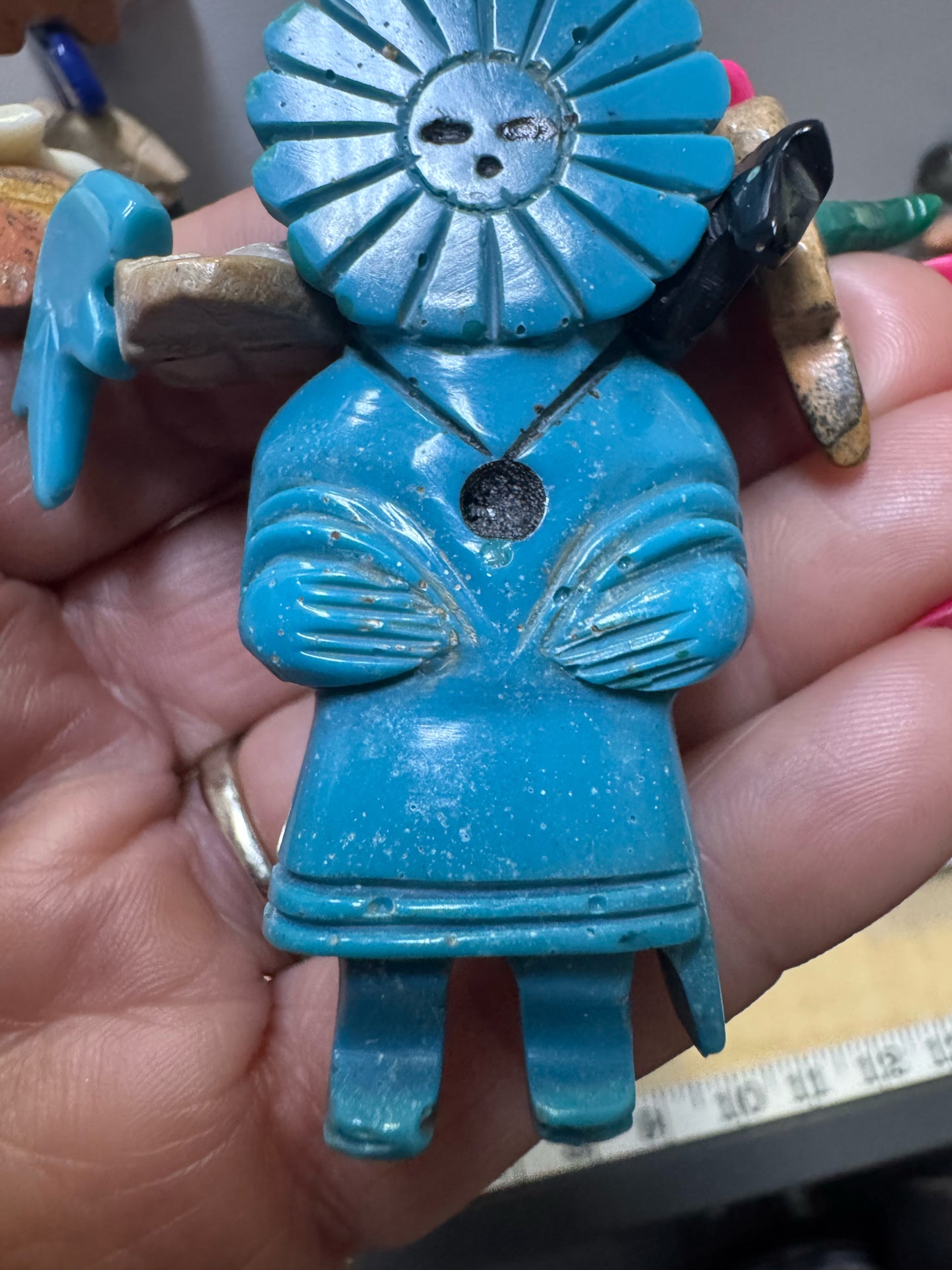 Vintage Native American 32" Fetish Carved Animals Turquoise Kurchina