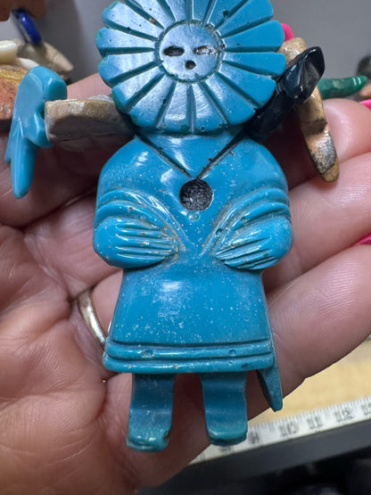 Vintage Native American 32" Fetish Carved Animals Turquoise Kurchina