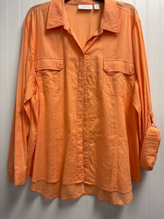 Orange Chico's Long Sleeve Shirt Women's