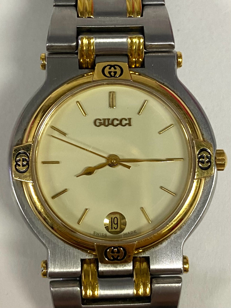 Gucci Watch 9000M Two Tone Vintage New Battery