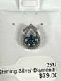 Sterling Silver Blue Diamond Pendant