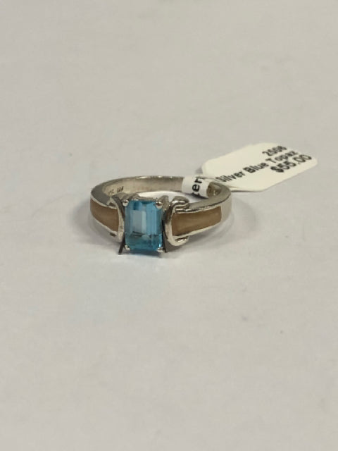Sterling Silver Blue Topaz Ring Size 7