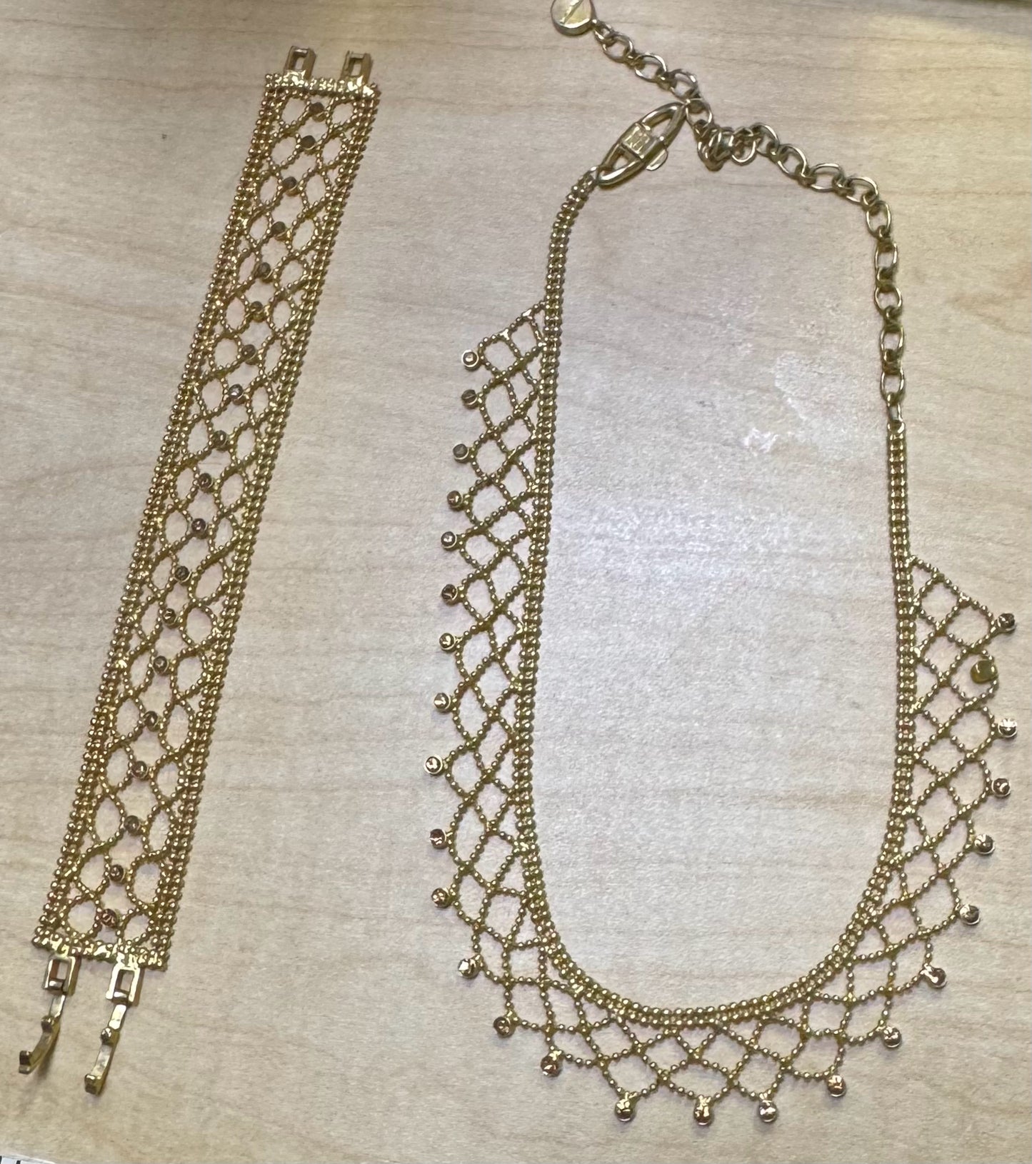 Givenchy Lace Pattern AB Aurora Borealis Crystals Necklace & Bracelet Set