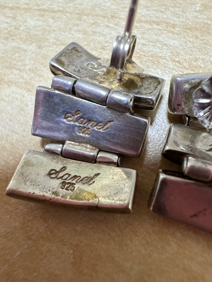 Betty Thomas Sanel Navajo 925 Sterling Silver Black Onyx Drop Dangle Earrings