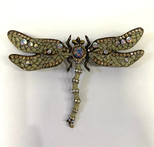 JOAN RIVERS XV Classic Collection Large Dragonfly Crystals Enamel 2.15" x 3.33"