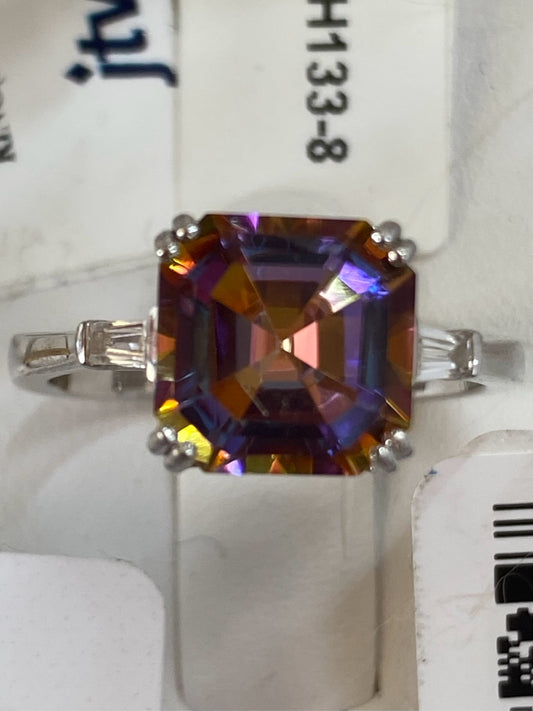 Sterling Silver  Northern Lights Quartz New w/ Tags JTV Size 8 White Zircon