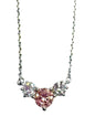 14k White Gold Lab Created Pink & White Diamond Necklace Adj