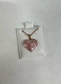 Rose over Sterling CZ Heart Pendant & Chain New JTV