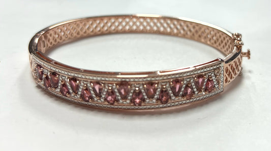 Rose Gold Over Sterling Silver Garnet 8" Bracelet New JTV