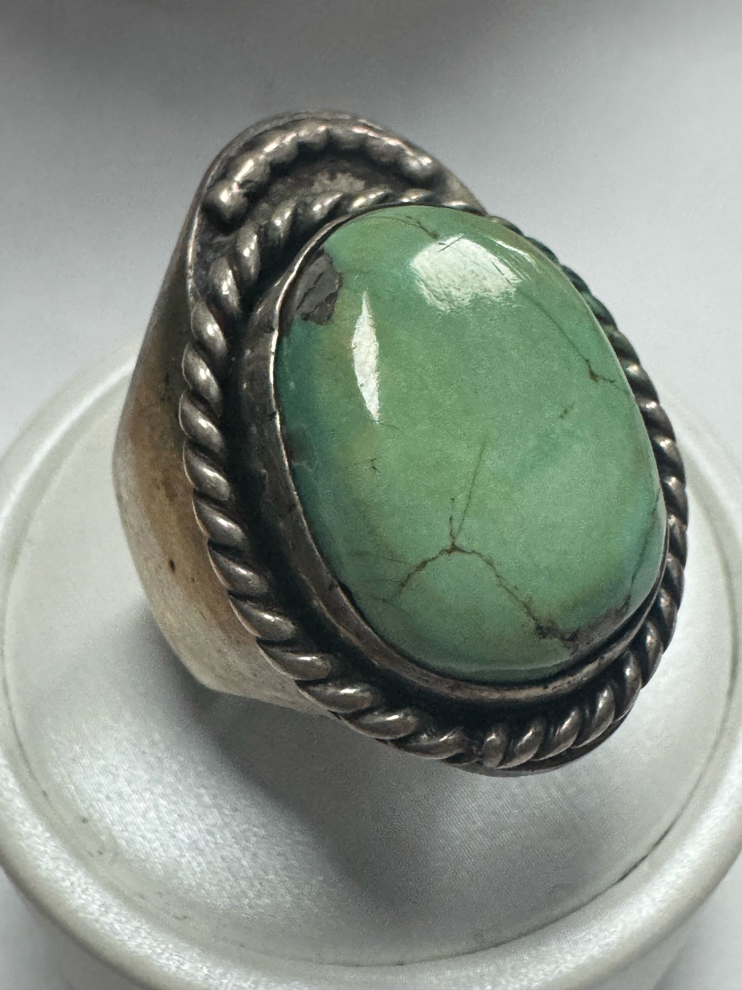 Native American Sterling Silver Ring Heavy Massive 33g Turquoise Size 11
