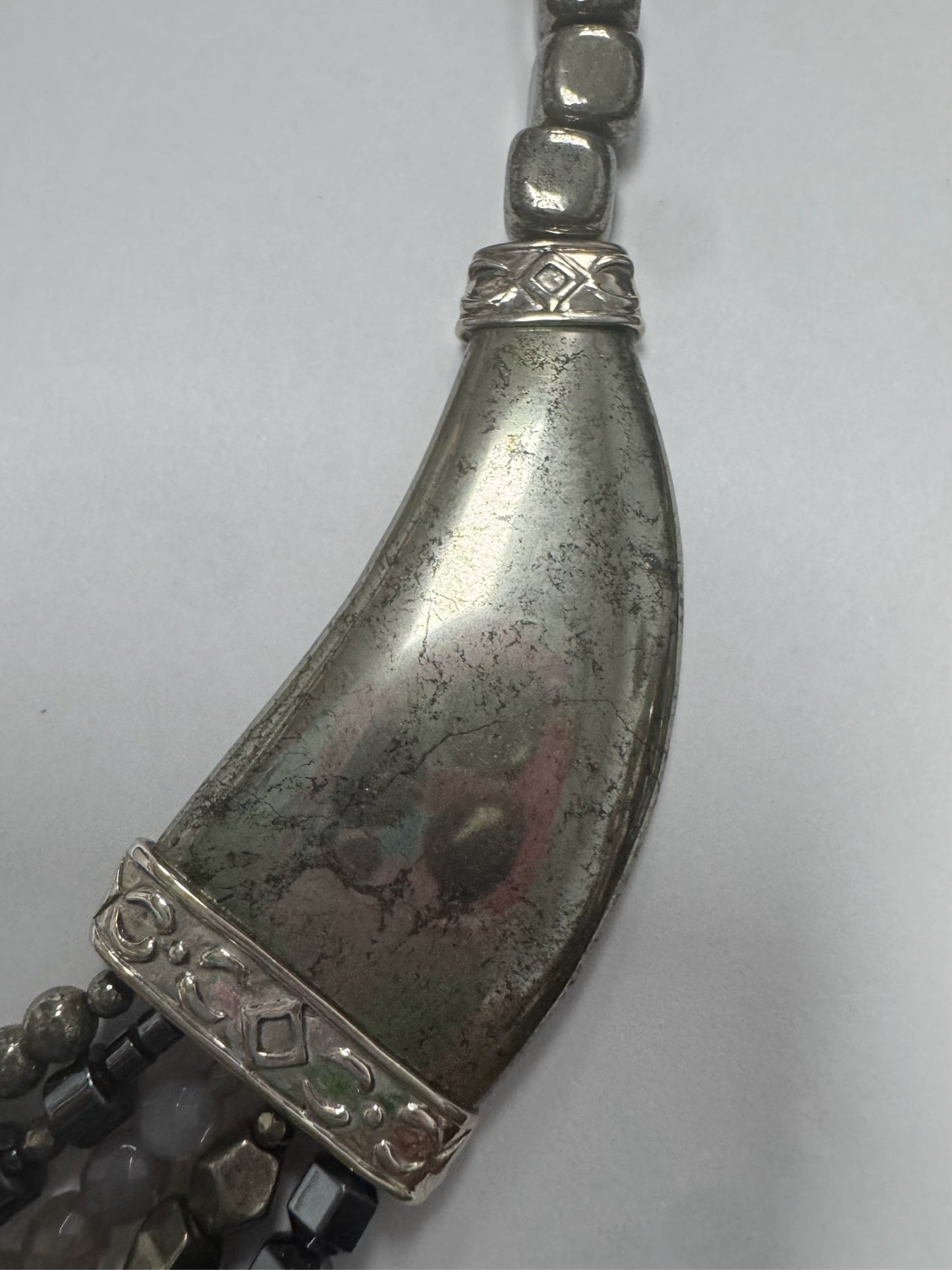 RETIRED Silpada Grandeur Necklace Sterling Statement Pyrite Hematite Quartz 925
