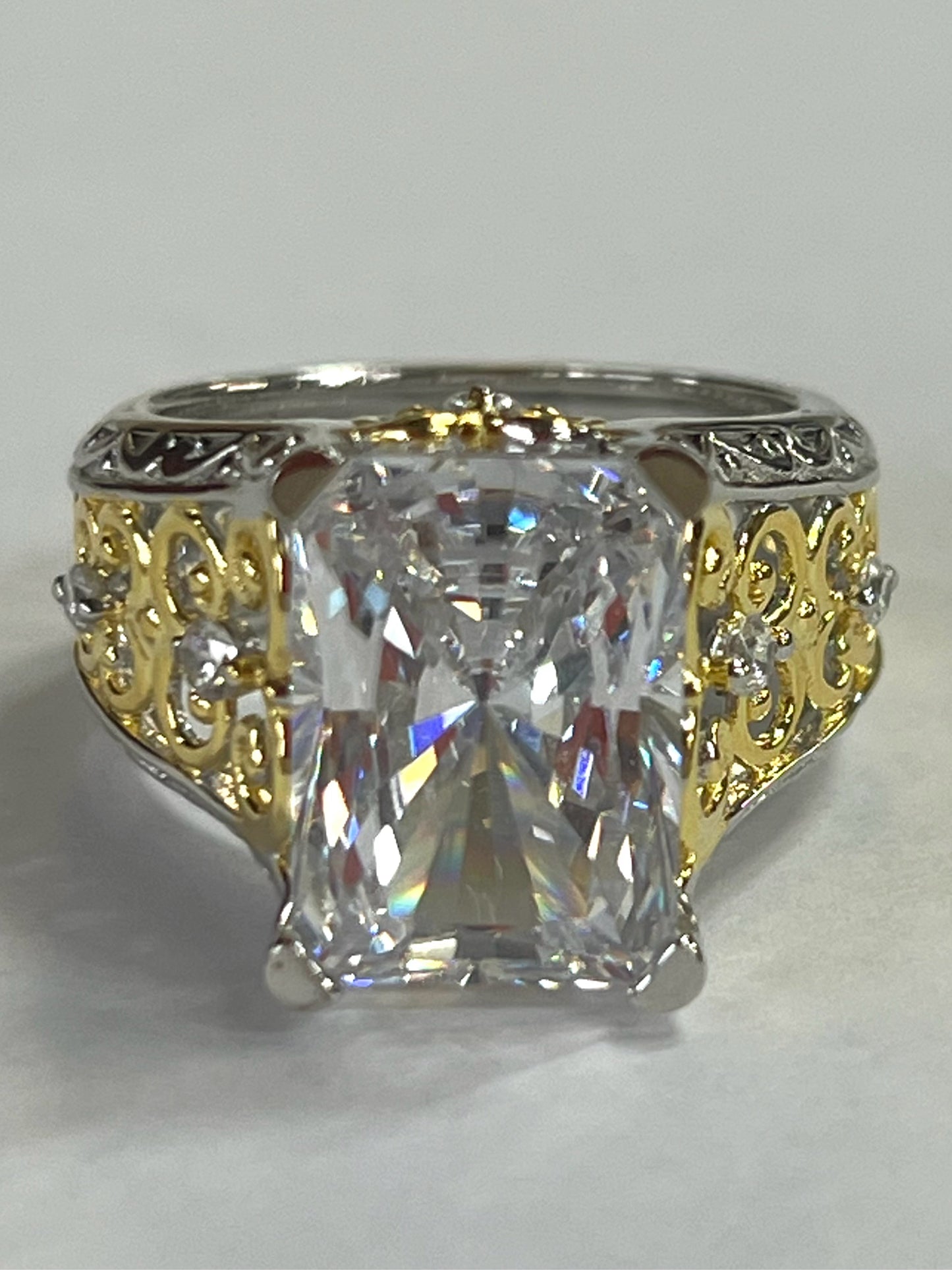 Sterling Silver CZ Ring New Size 8 JTV Two Tone