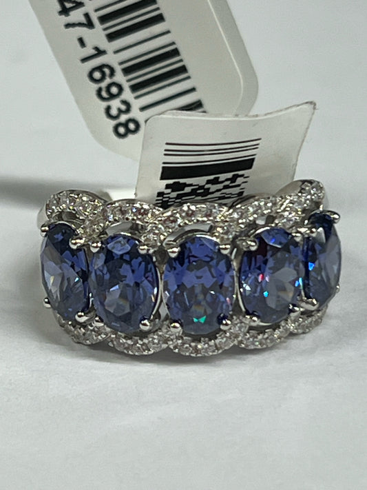 Sterling Silver Blue & White CZ Ring New w/ Tags JTV Size 8