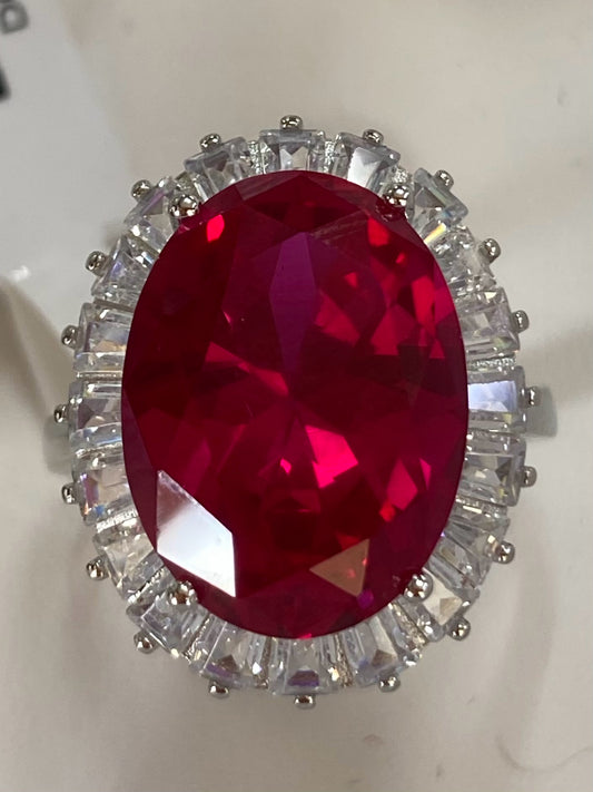 Sterling Silver Red White CZ Ring New w/ Tags JTV Size 8