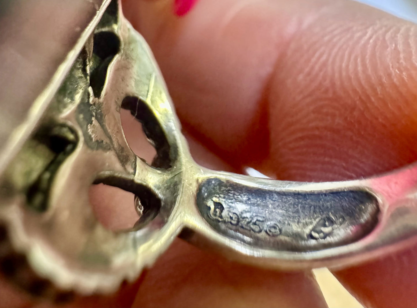 Carolyn Pollack Sterling Silver Copper and Brass Pink Rhodonite Ring Size 8