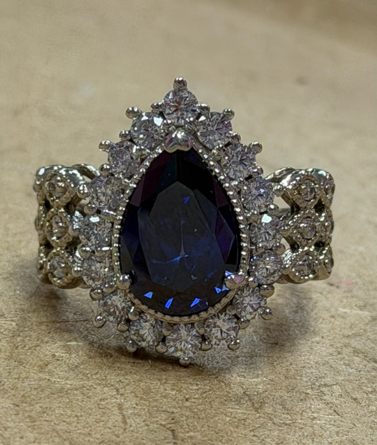 Sterling Silver Blue & White CZ Ring New w/ Tags JTV Size 8
