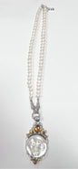 Sterling Silver Mother of Pearl Pendant & Pearl Necklace