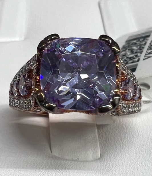 Vanna K Rose Gold Over Sterling Silver Lavendaer White CZ New w/ Tags Size 8