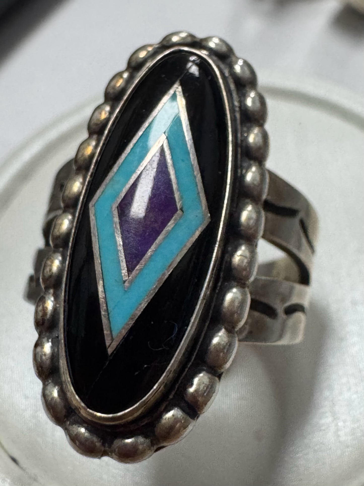 Carolyn Pollack Sterling Silver Inlaid Ring Size 8