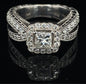 14kw 1.75 cttw Diamond Ring 1.03 ct Center .75 cttw Side Diams SI2 Clarity