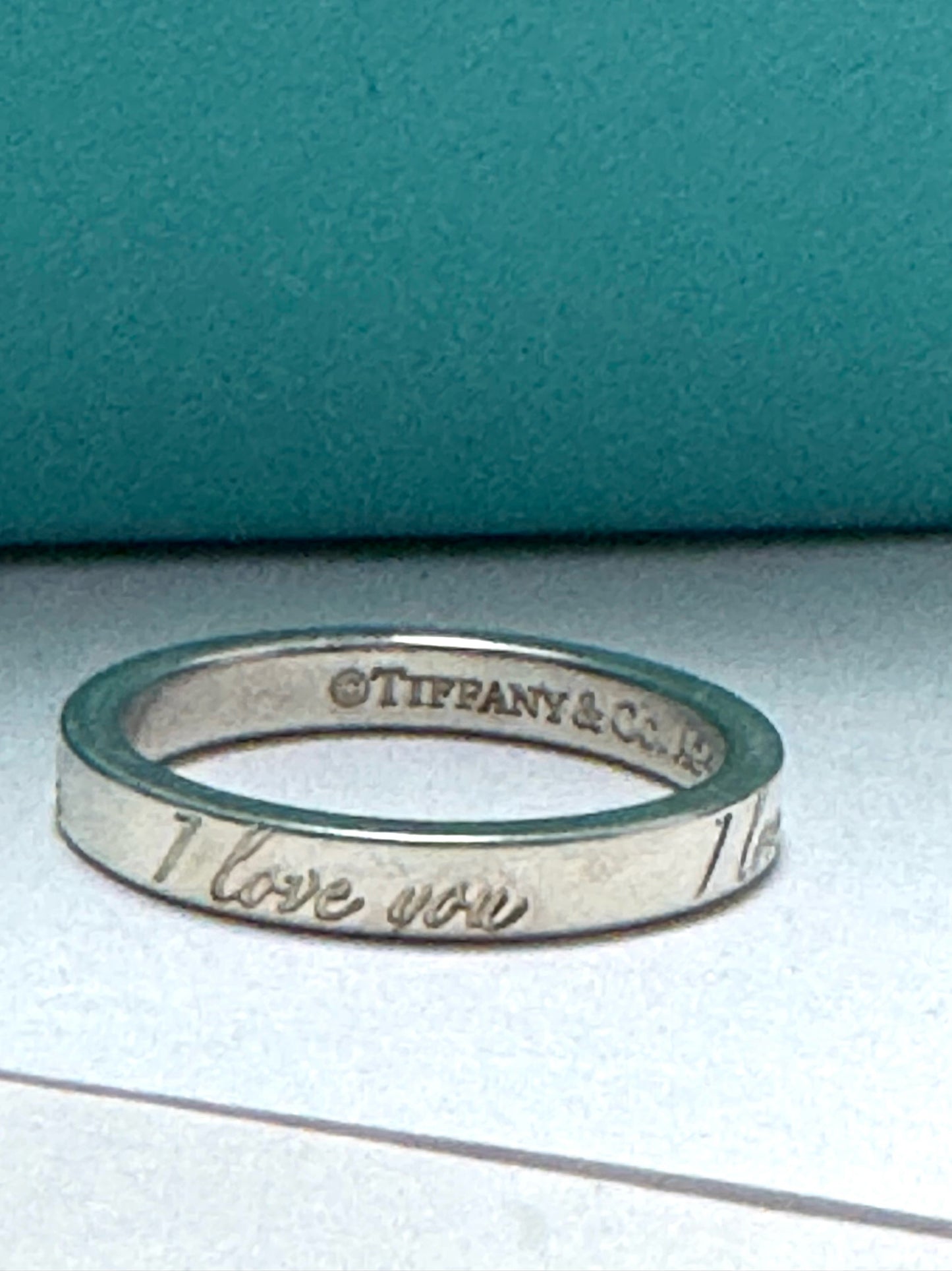 Tiffany & Co. Sterling Silver I Love You Notes Narrow Band Ring Size 5