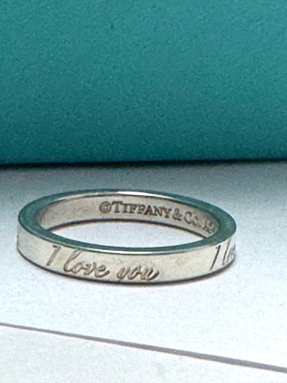 Tiffany & Co. Sterling Silver I Love You Notes Narrow Band Ring Size 5