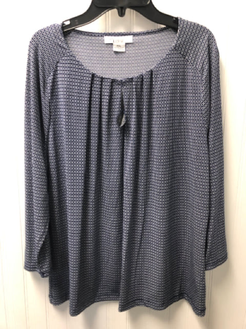 navy and white Liz Claiborne Long Sleeve Shirt Women's