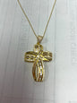 Gold Over Sterling CZ Cross Pendant & Chain New JTV