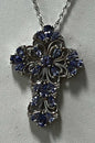 Sterling Silver Tanzanite & Amethyst Cross Pendant & Necklace Chain JTV New