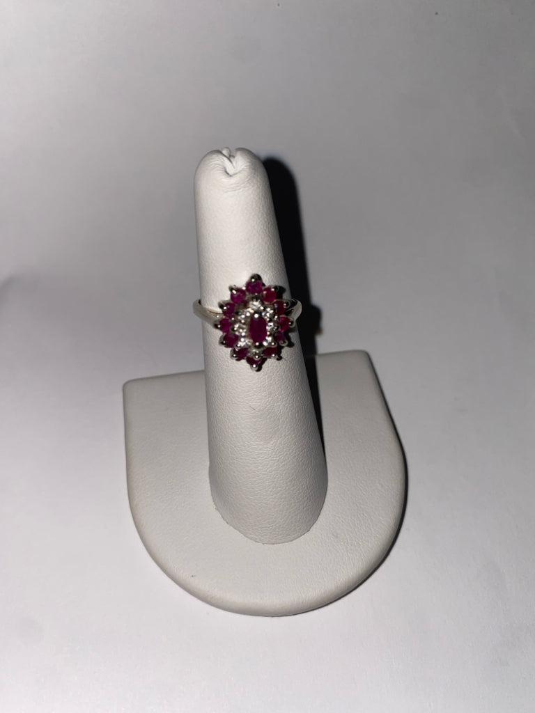 Sterling Silver Ruby Ring Size 5.75
