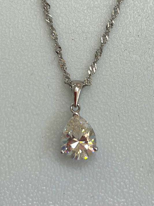 Sterling Strontium Titanate Pendant & Chain New JTV