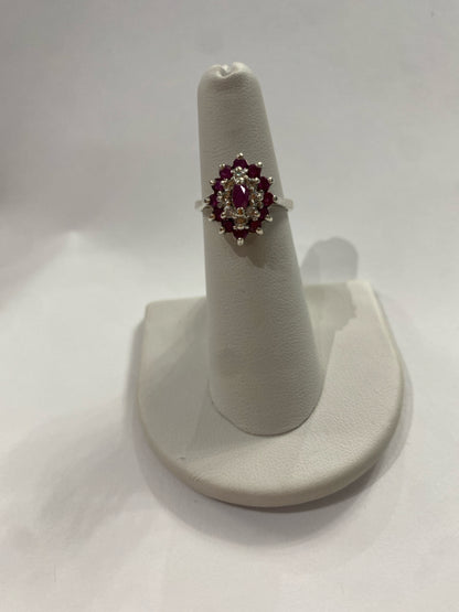 Sterling Silver Ruby Ring Size 5.75