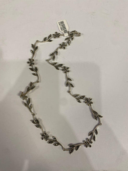 18" Sterling Silver Necklace Marcasite Flowers