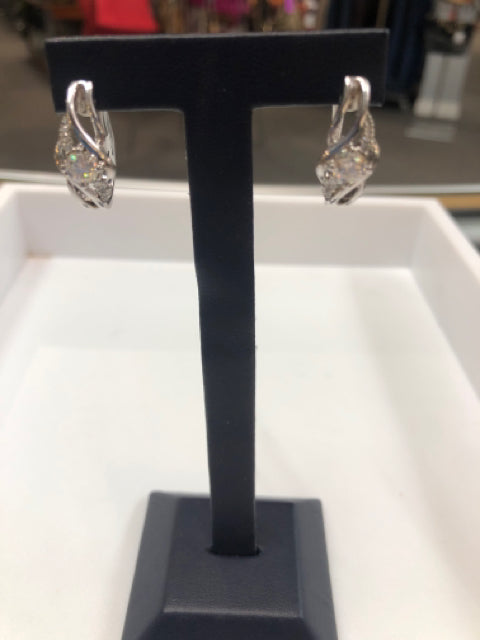 10kw Posts & Sterling Silver Moissanite Hoop Earrings