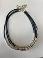 RLM STUDIOS ROBERT LEE MORRIS Sterling 925 Leather Modernist Necklace 18"