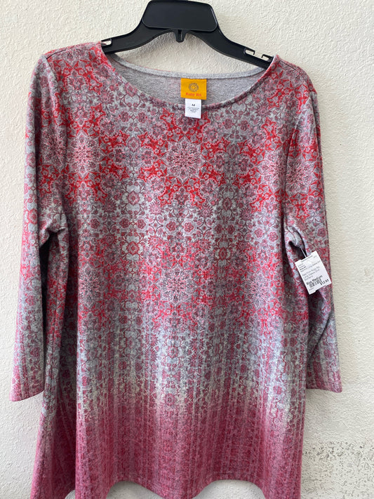 Red Print Ruby Rd. Long Sleeve Shirt Women's