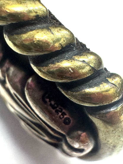 CAROLYN POLLACK Am West Sterling Silver & Brass Cuff Bracelet Mother of Pearl