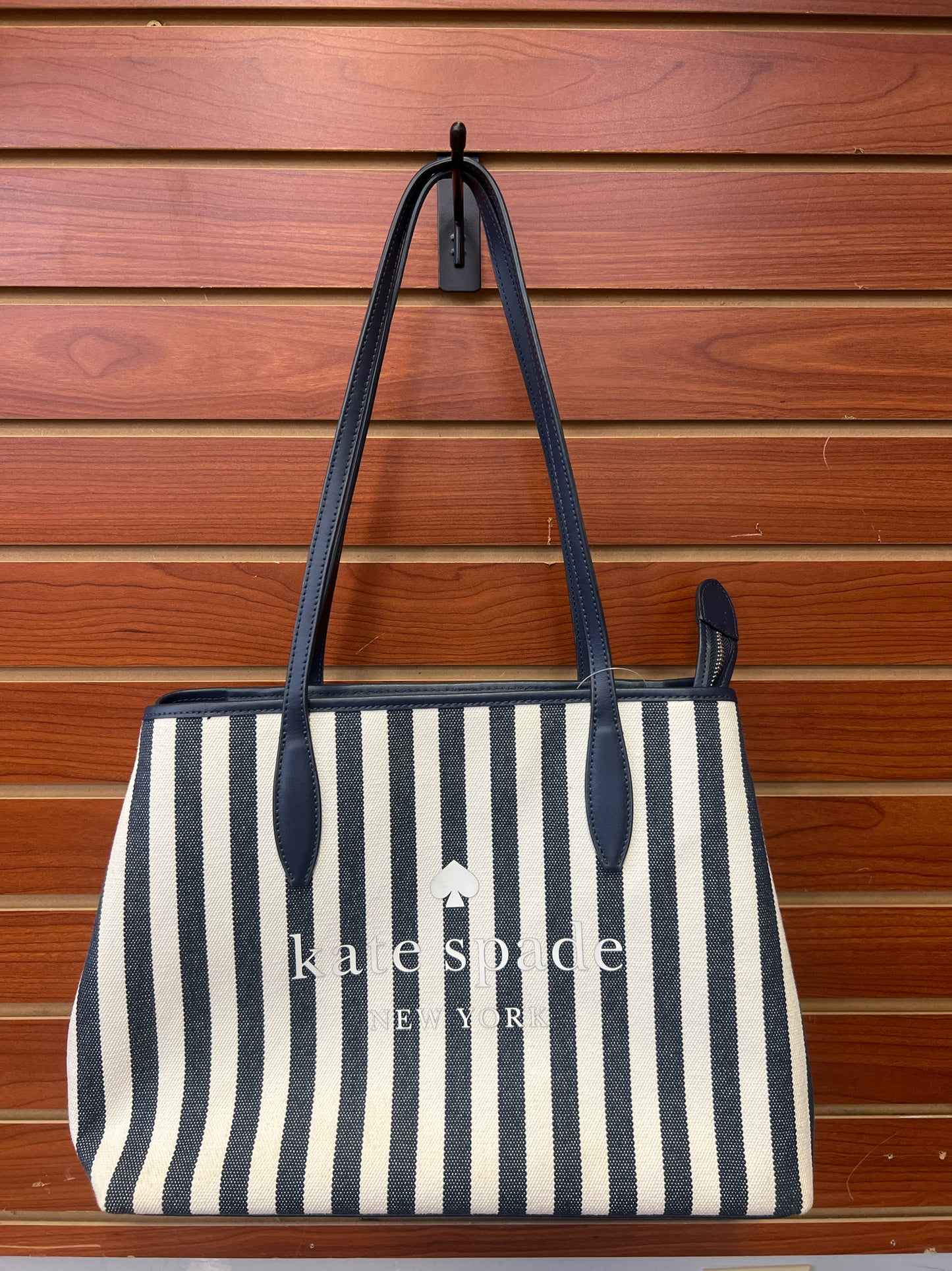 Designer Kate Spade White/Navy Striped Tote Bag