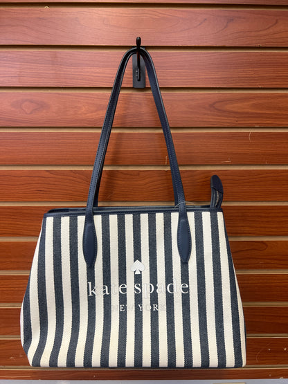 Designer Kate Spade White/Navy Striped Tote Bag