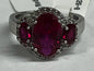 Sterling Silver Red White CZ Ring New JTV Size 8