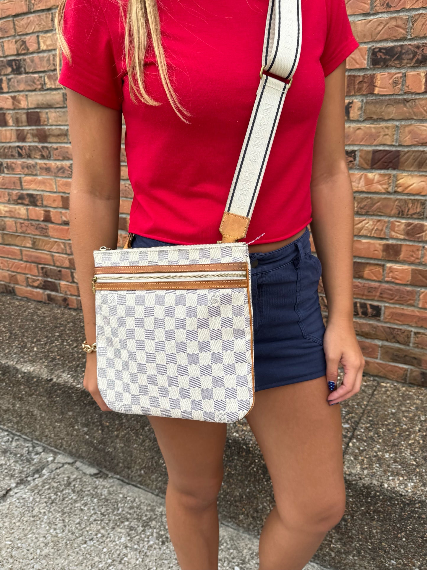 Designer Louis Vuitton White Crossbody